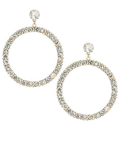 Round Crystal Earrings (Gold)