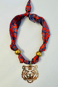 Gold Tiger Scarf Necklace (paisley)