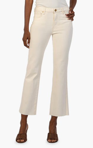 Kelsey Fab Ab Ankle Flare with Raw Hem by Kut from the Kloth (Ecru)