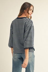 The Bobbi Stripe Top (Navy)