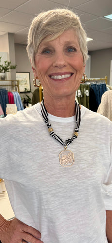 USC  Gamecock Scarf Necklace (gold accent beads w/Gamecock C)