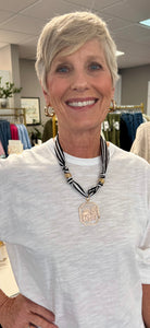USC  Gamecock Scarf Necklace (gold accent beads w/Gamecock C)