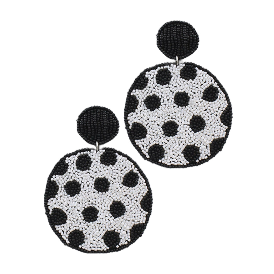 Black & White Polka Dot Beaded Earrings