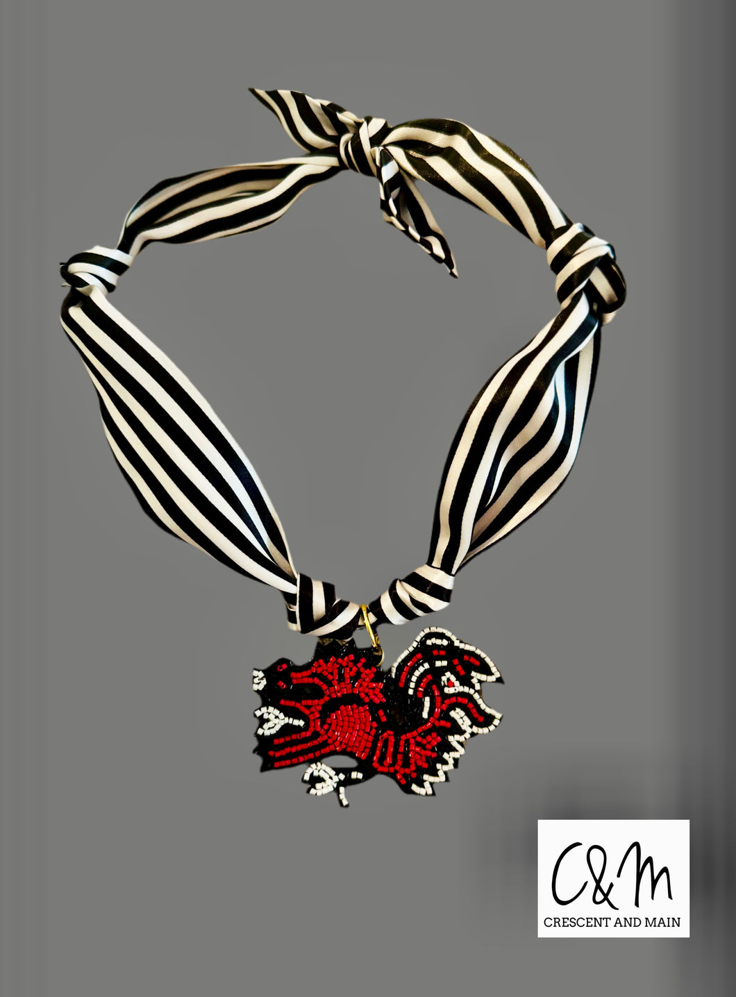 Beaded Gamecock Scarf Necklace