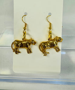 Walking Tiger Gold Earrings