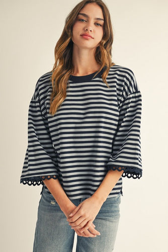 The Bobbi Stripe Top (Navy)