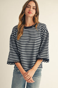 The Bobbi Stripe Top (Navy)