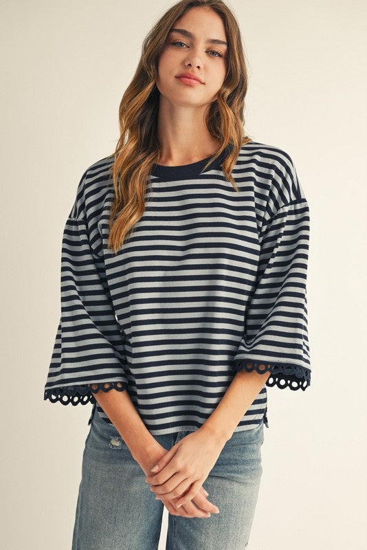 The Bobbi Stripe Top (Navy)