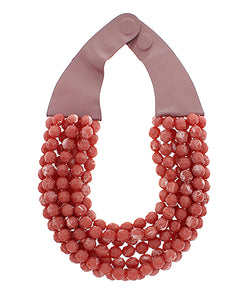 The Multi-Strand  Beaded Necklace(Dark Pink)
