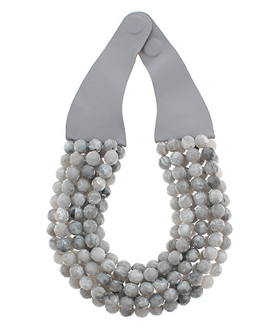 The Multi-Strand  Beaded  Necklace (Grey)