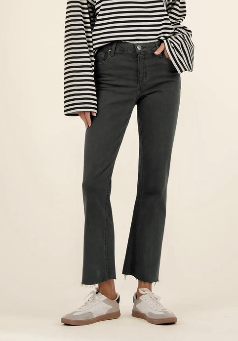 Kelsey Fab Ab Ankle Flare Jean by Kut (Pewter Green)
