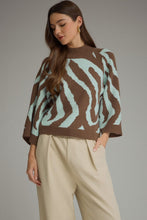The Luanne Sweater (Brown/Sky Blue)