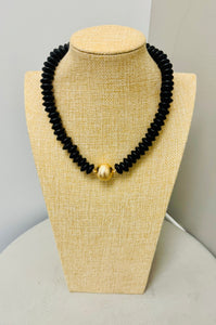Black Wooden Bead Necklace