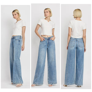 The Olivia Inset Wide Leg Jean