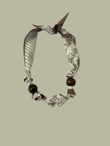 Cream and tan Scarf Necklace.