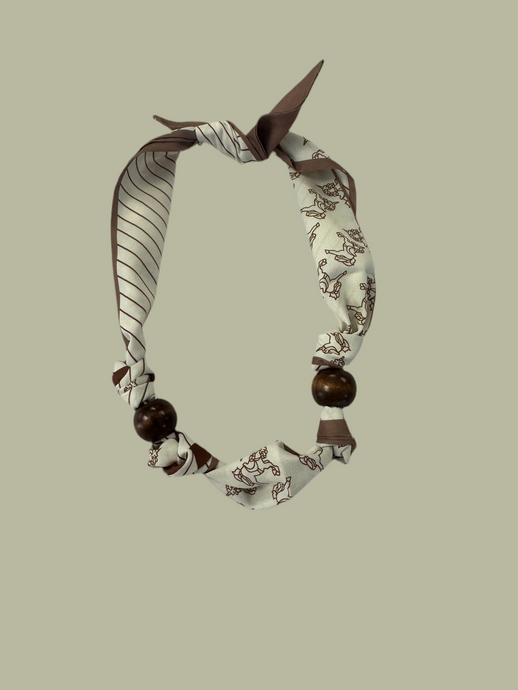 Cream and tan Scarf Necklace.