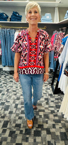 The THML Rosalinda Top (Maroon, Orange & Pink)