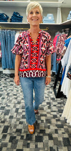 The THML Rosalinda Top (Maroon, Orange & Pink)