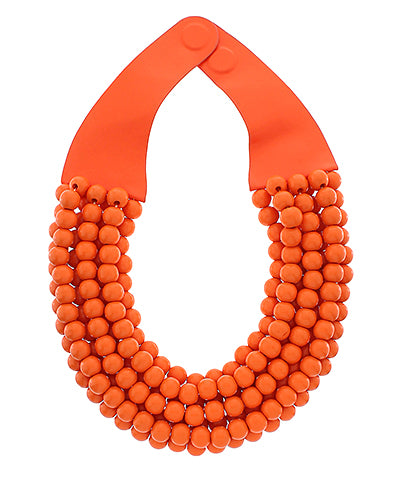 The Multi-Strand  Beaded Necklace (Orange)