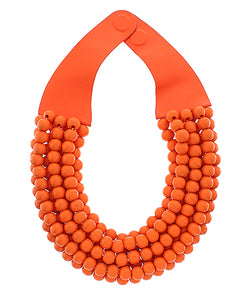 The Multi-Strand  Beaded Necklace (Orange)