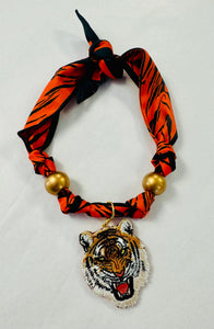 Fighting Tiger Scarf Necklace (Tiger Stripe)