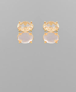 2 Stone Drop Earrings (Clear & Pearl)