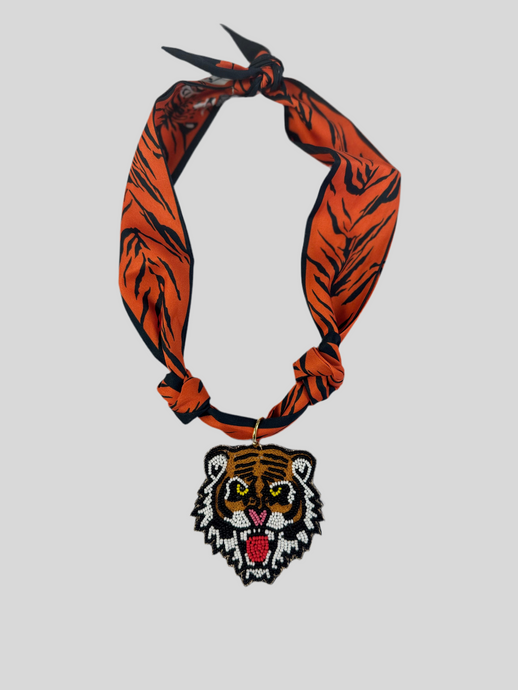 Beaded Tiger Scarf Necklace