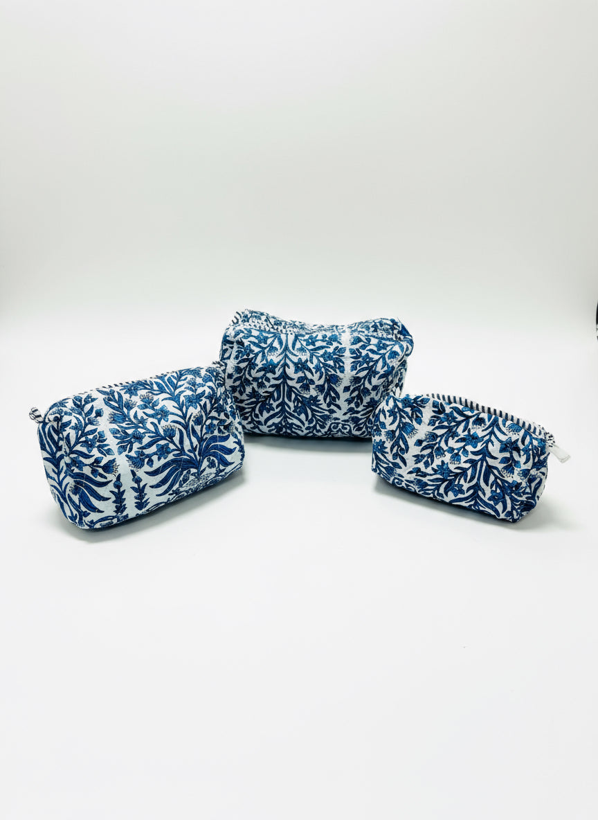 Blue and White  Cosmetic Case (Multi Sizes)