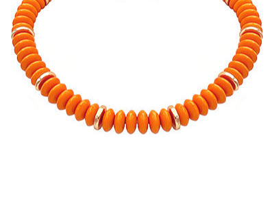 Wide Marble Beaded Necklace (Orange)