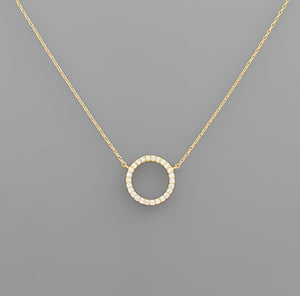 Pave Open Circle Necklace