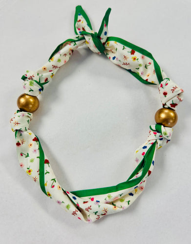 Green Floral Scarf Necklace