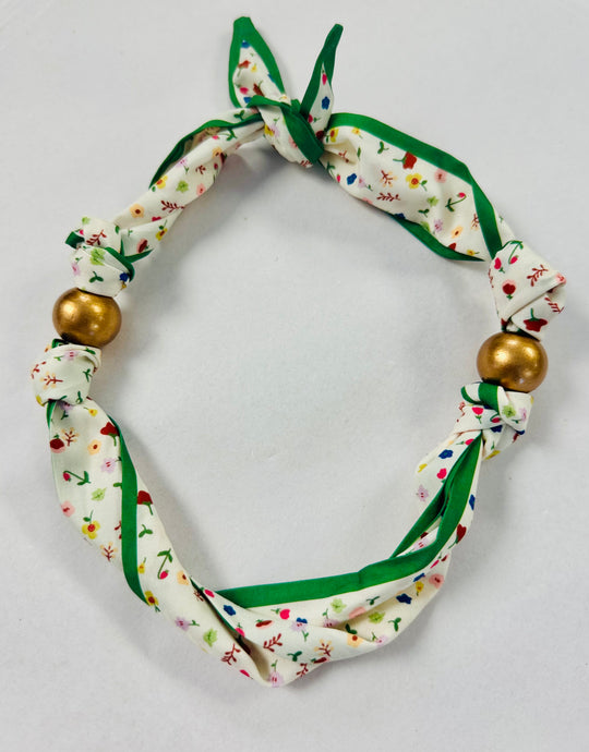 Green Floral Scarf Necklace