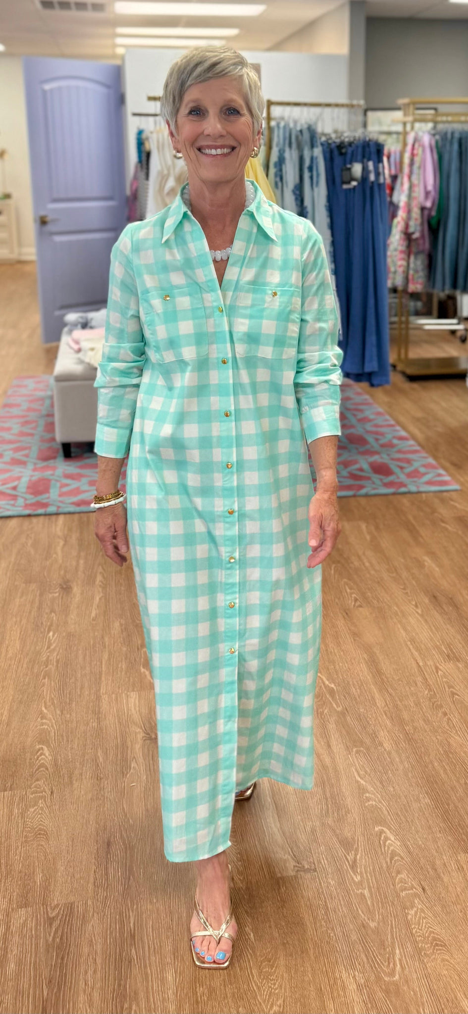 Garland Harper Dress in Blue Buffalo Check, S / Blue gingham Garland Harper Dress in Blue Buffalo Check, S / Blue gingham