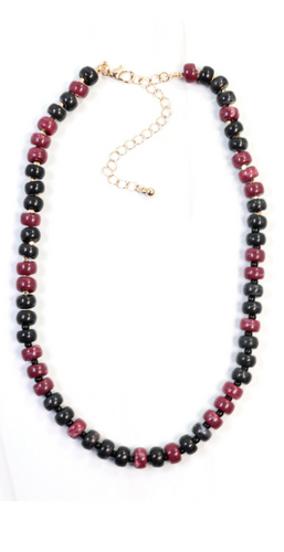 Ellison Garnet & Black beaded necklace