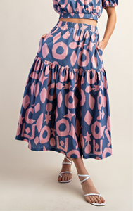 The Salem Skirt (Blue/Coral)