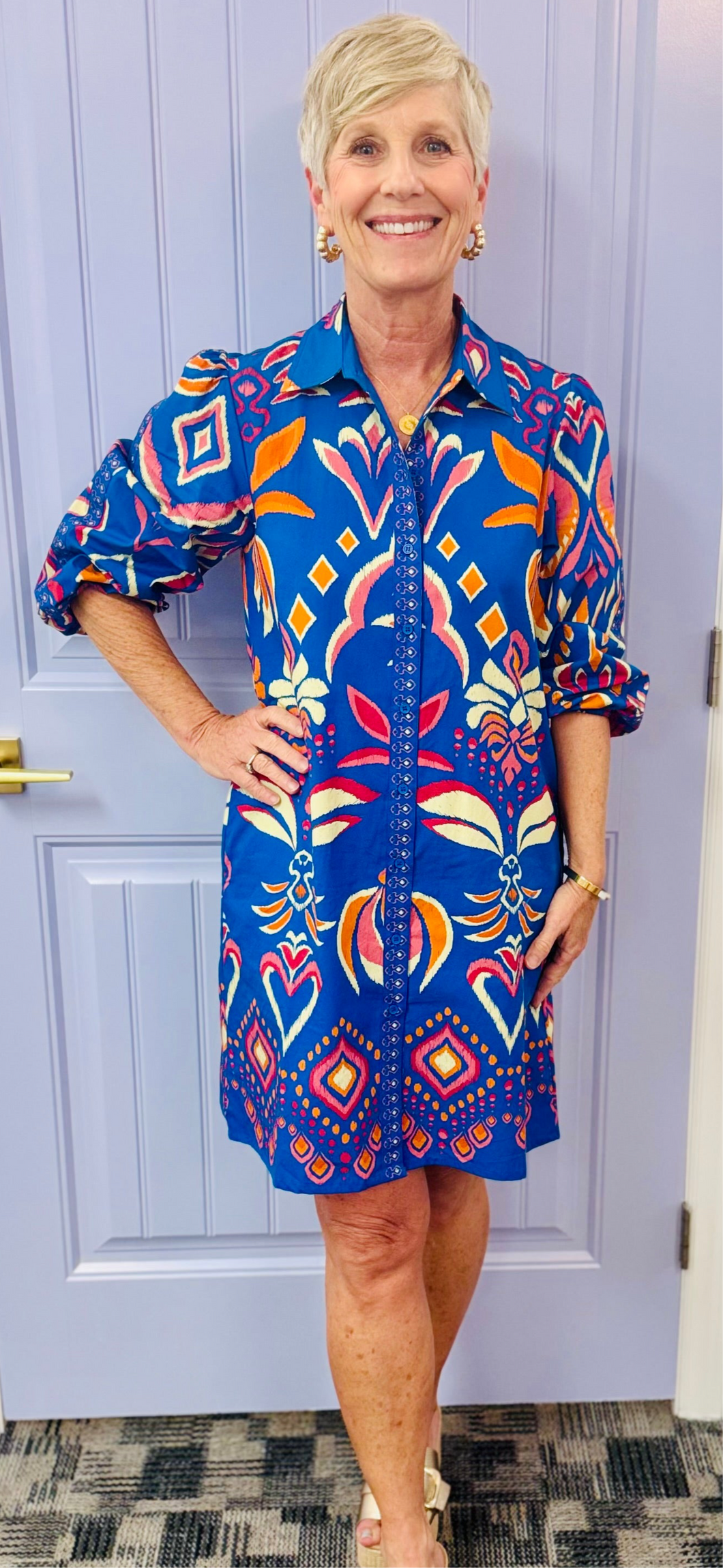 The Ava Dress (Cobalt Ikat)