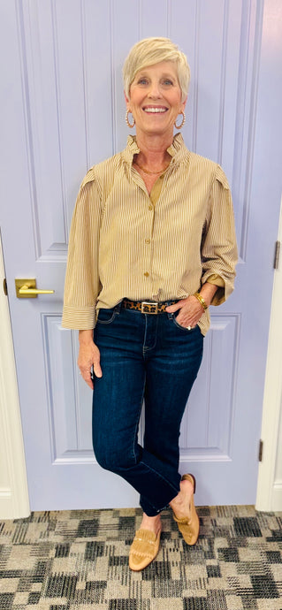 The Francine Top (Taupe Stripe)
