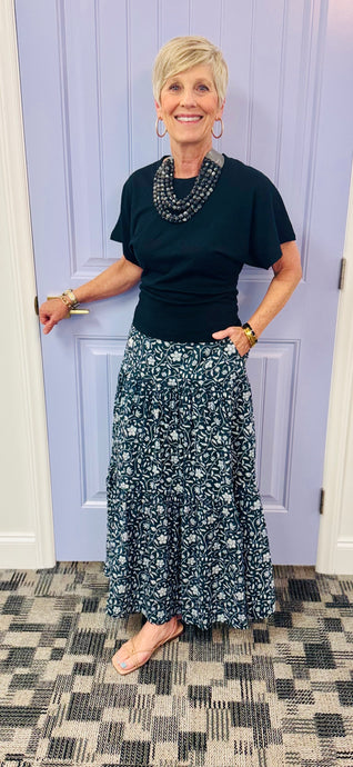 The Cecily Skirt (Black & White Print)