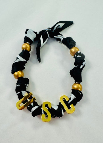 “USC” Gamecock Scarf Necklace (Black & White