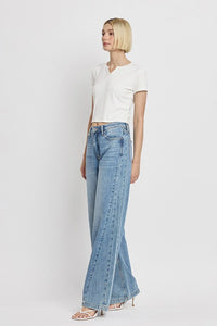 The Olivia Inset Wide Leg Jean