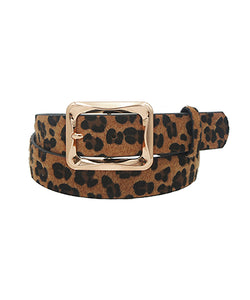 Leopard Rectangle Buckle Belt