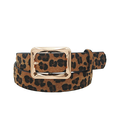 Leopard Rectangle Buckle Belt