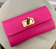 Leather Bamboo Closure Clutch (Pink)