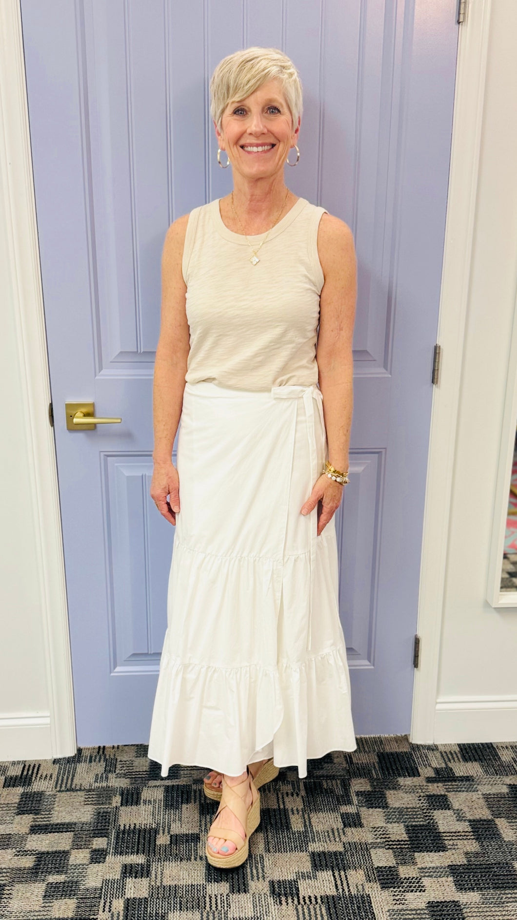 The Nisa White Maxi Skirt