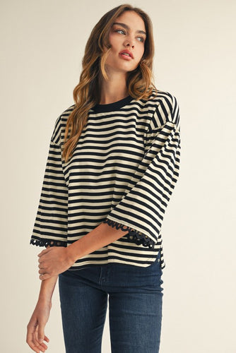 The Bobbi Stripe Top (Black)