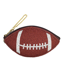 Beaded Football Coin Pouch