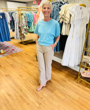 The C&M Wide Sleeve Slub Cotton Tee (Cyan Blue)