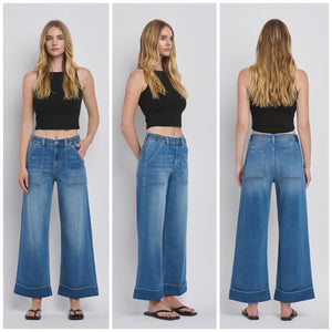 The Kris Wide Leg Cuffed Jean