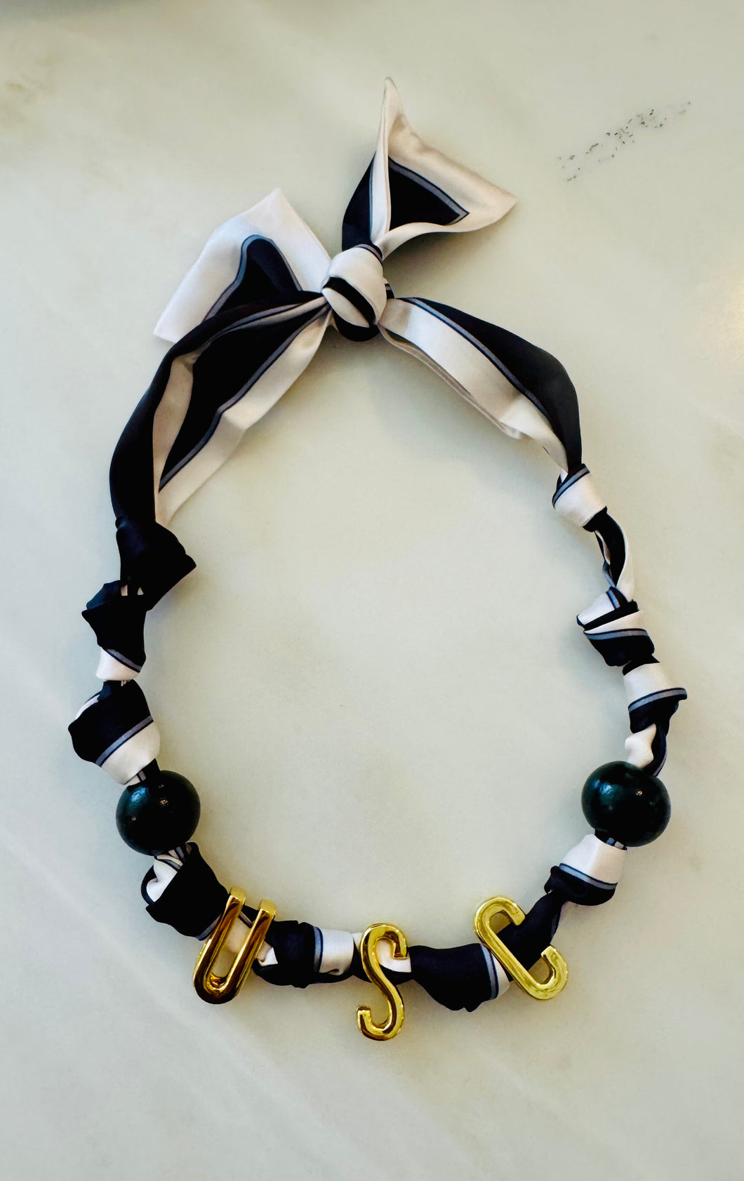 “USC” Gamecock Scarf Necklace (Black&White)
