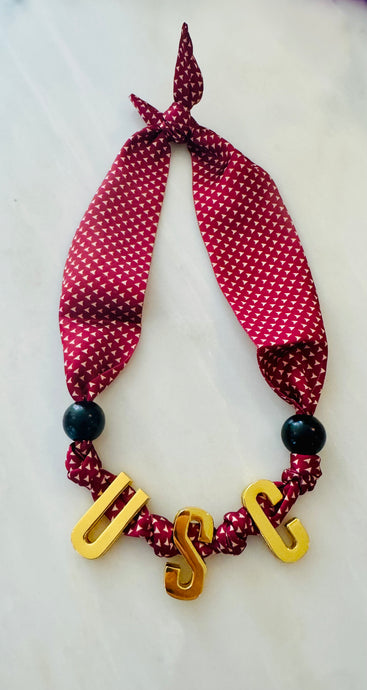 “USC” Gamecock Scarf Necklace (Garnet)
